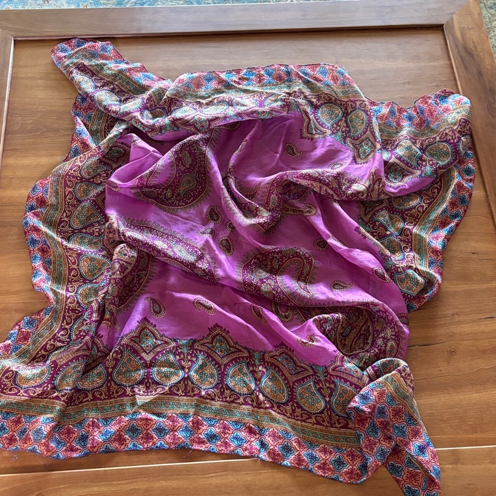 Vibrant Paisley 100% Silk Scarf